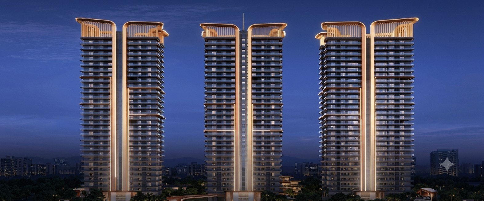 Ashtech Presidential Towers Evening Lighting View Sector 12